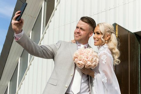 Elvar Þór og Greta Salóme á brúðkaupsdaginn.