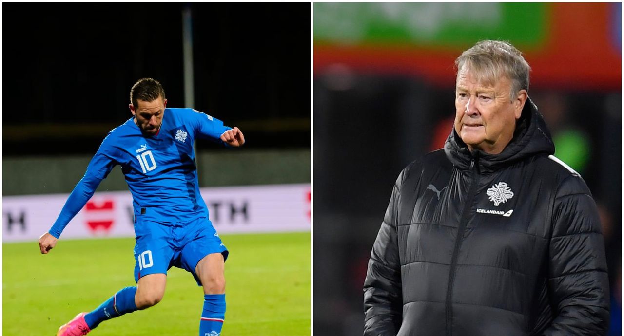 Gylfi Þór Sigurðsson og Åge Hareide.