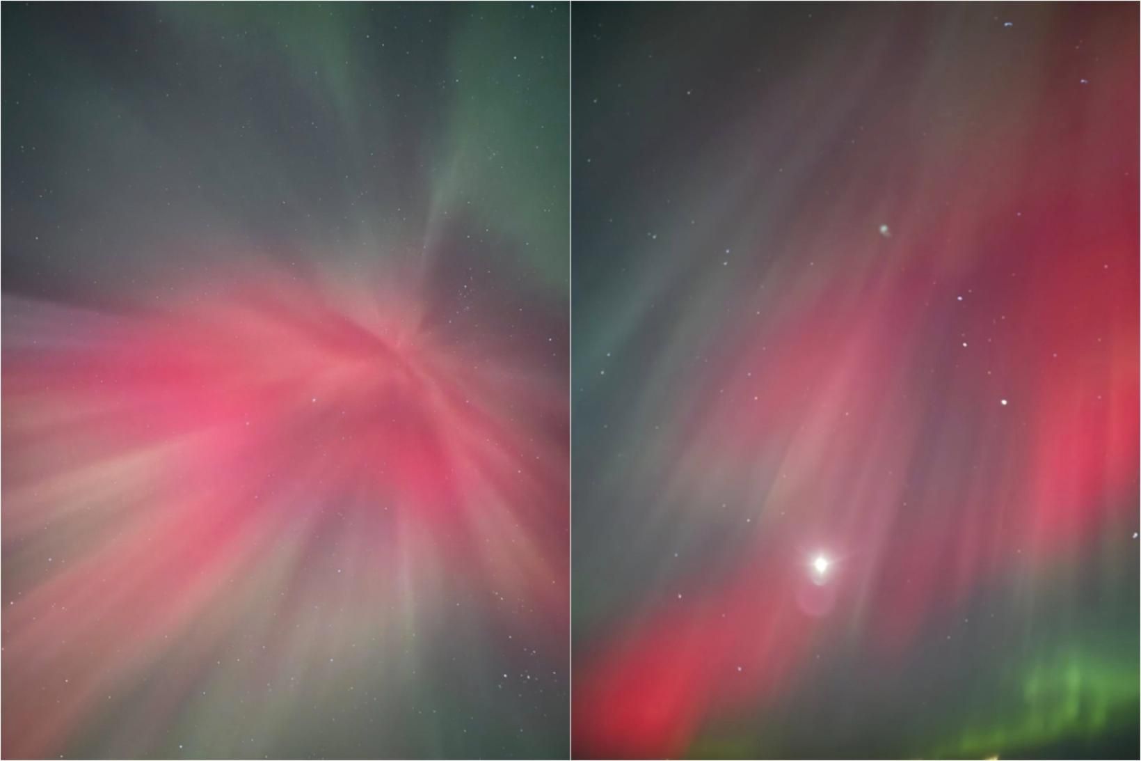 Rauð norðurljós á Selfossi