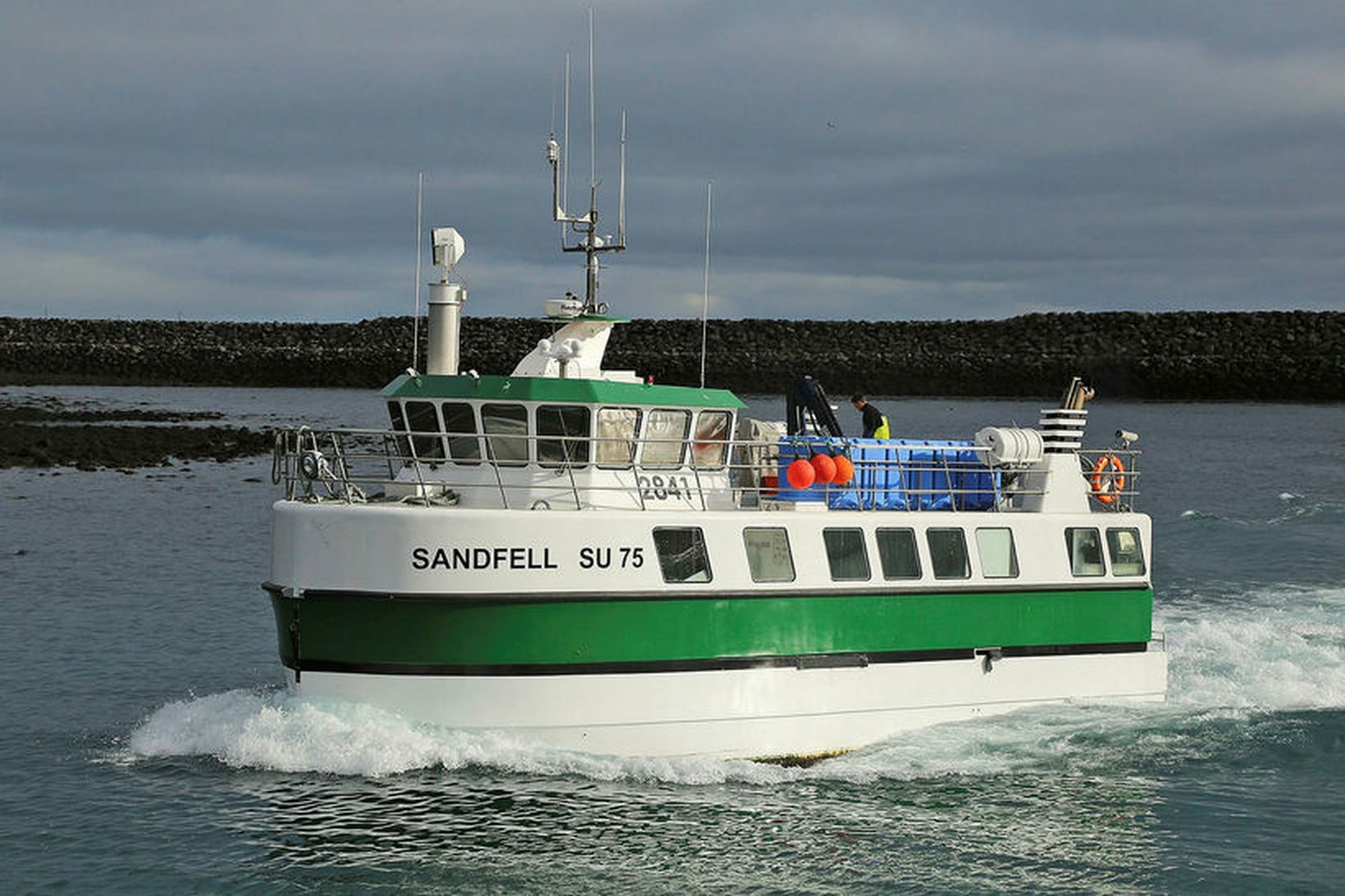 Sandfellið landaði fimmtán tonnum á Siglufirði á sunnudag.