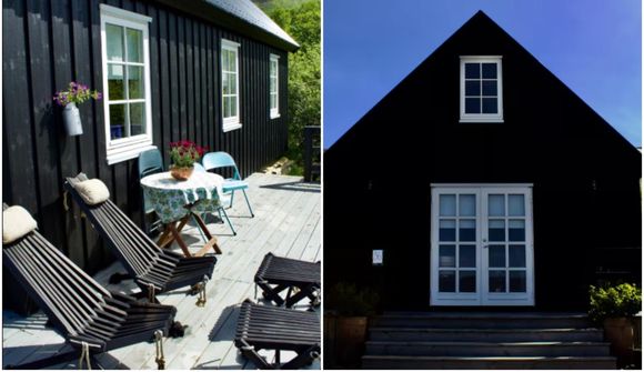 Svartur bústaður til leigu þar sem sólin skín