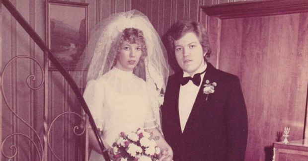 Kristinn og Anna Margrét á brúðkaupsdaginn.