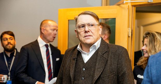 Jón Gnarr forsetaframbjóðandi fyrir kappræðurnar í gærkvöldi.