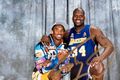 LA Lakers Körfuboltastjörnurnar Kobe Bryant og Shaq O&#39;Neal.