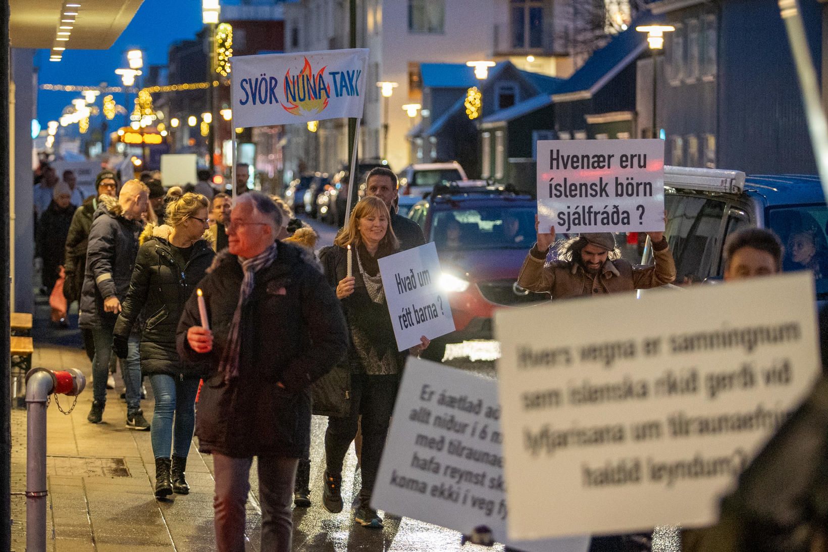 Mótmælagangan hófst fyrir framan Stjórnarráðið og endaði á Ingólfstorgi.