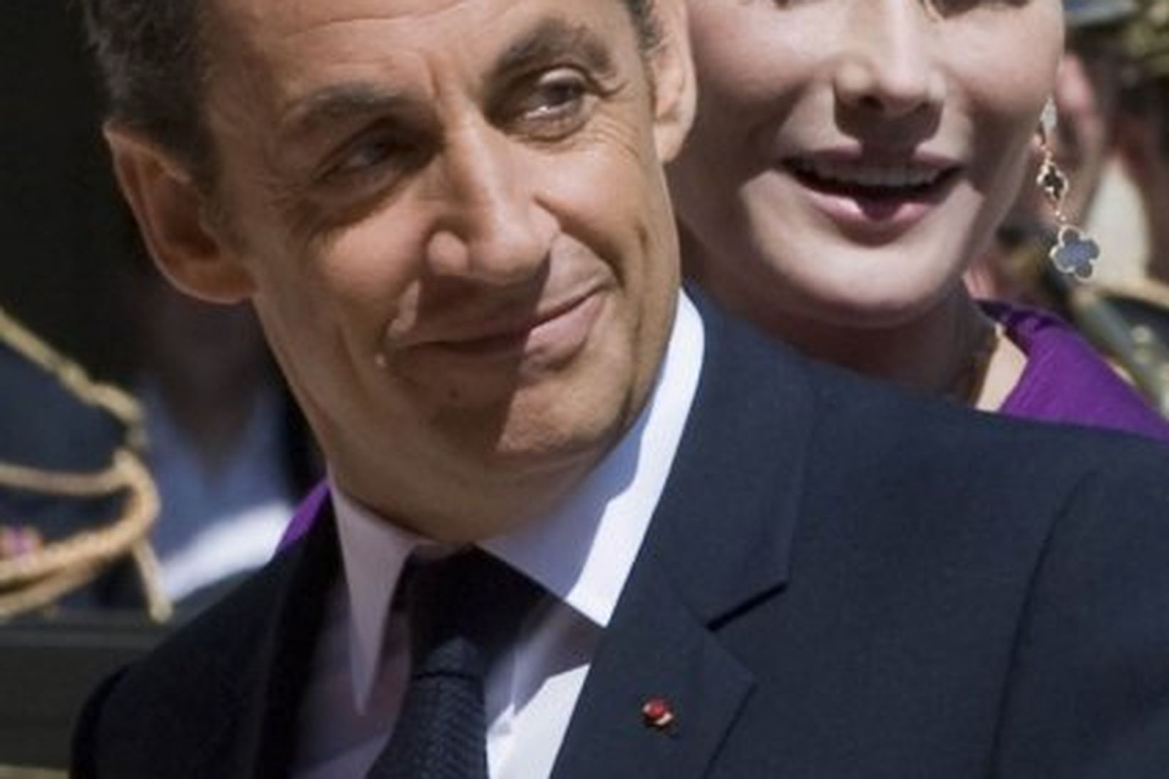 Nicolas Sarkozy, Frakklandsforseti, ásamt konu sinni Cörlu Bruni-Sarkozy.