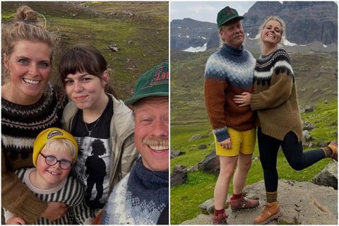 Ása Berglind Hjálmarsdóttir ásamt börnum sínum og eiginmanni.