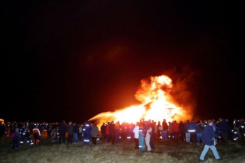 Lighting bonfires on New Year's Eve is an Icelandic tradition.