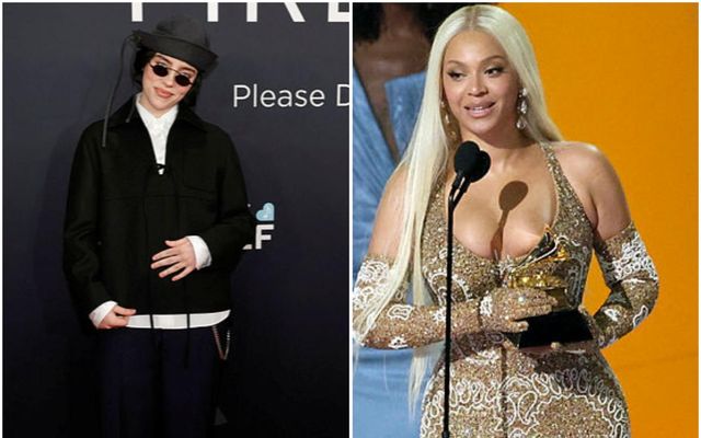 Billie og Beyoncé á Grammy-hátíðinni.