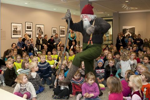 Stekkjarstaur, or Sheep-cote clod, visits the National Museum last year, to the delight of numerous children who generally regard the Yule Lads with a mixture of amusement and fear.