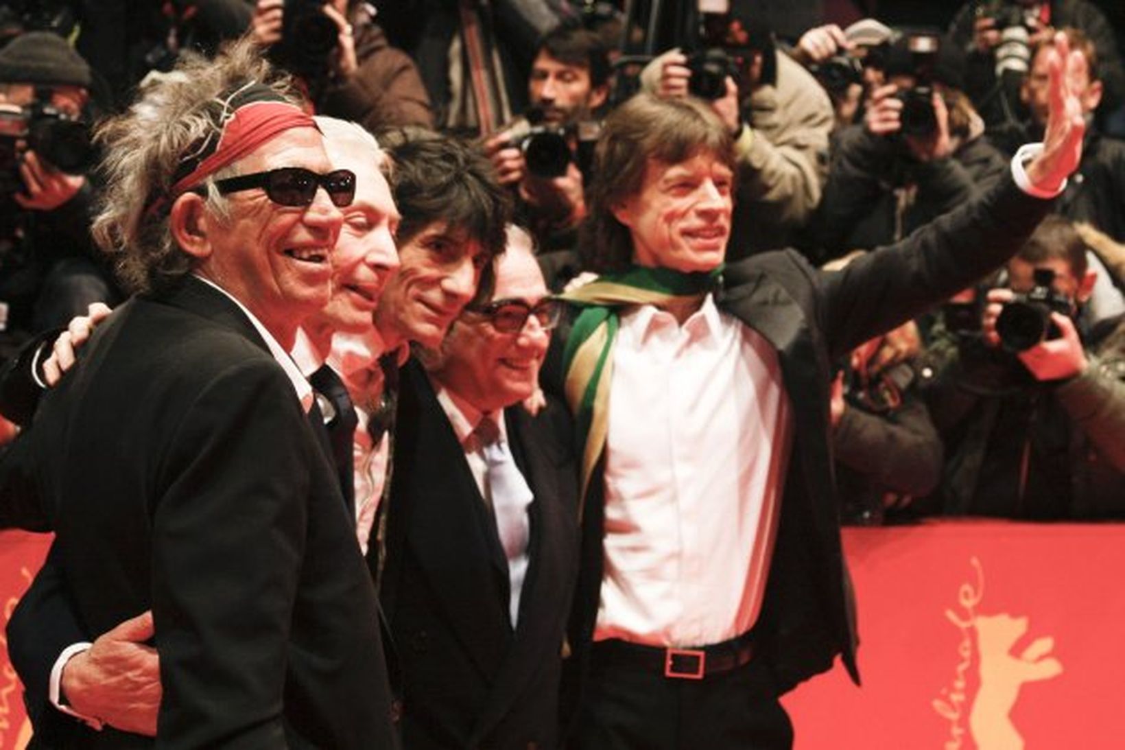 Martin Scorsese ásamt Keith Richards, Charlie Watts, Ron Wood og …