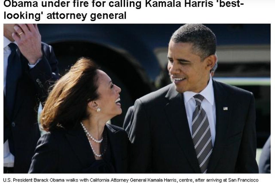 Vinsælasta mynd heims í dag? Kamala Harris og Obama brosa til hvors annars.