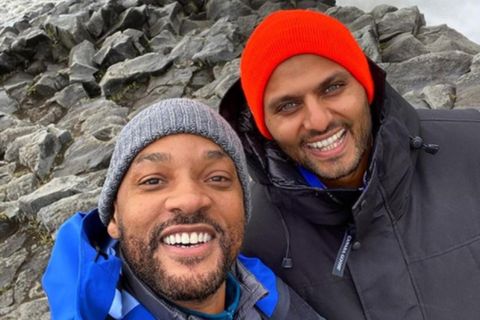 Will Smith and Jay Shetty by Dettifoss waterfall.