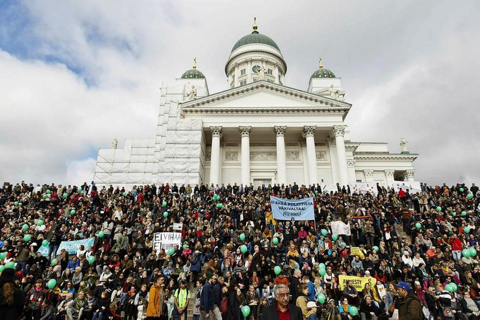 Rasisma og fasisma mótmælt í Helsinki 24. september 2016.