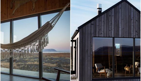 Gítar og hengirúm í bústað á Suðurlandi