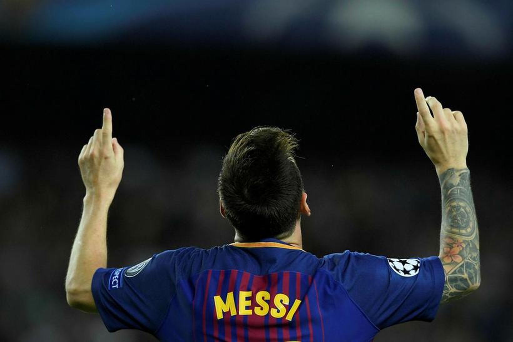 Lionel Messi fagnar marki gegn Juventus í gærkvöld.