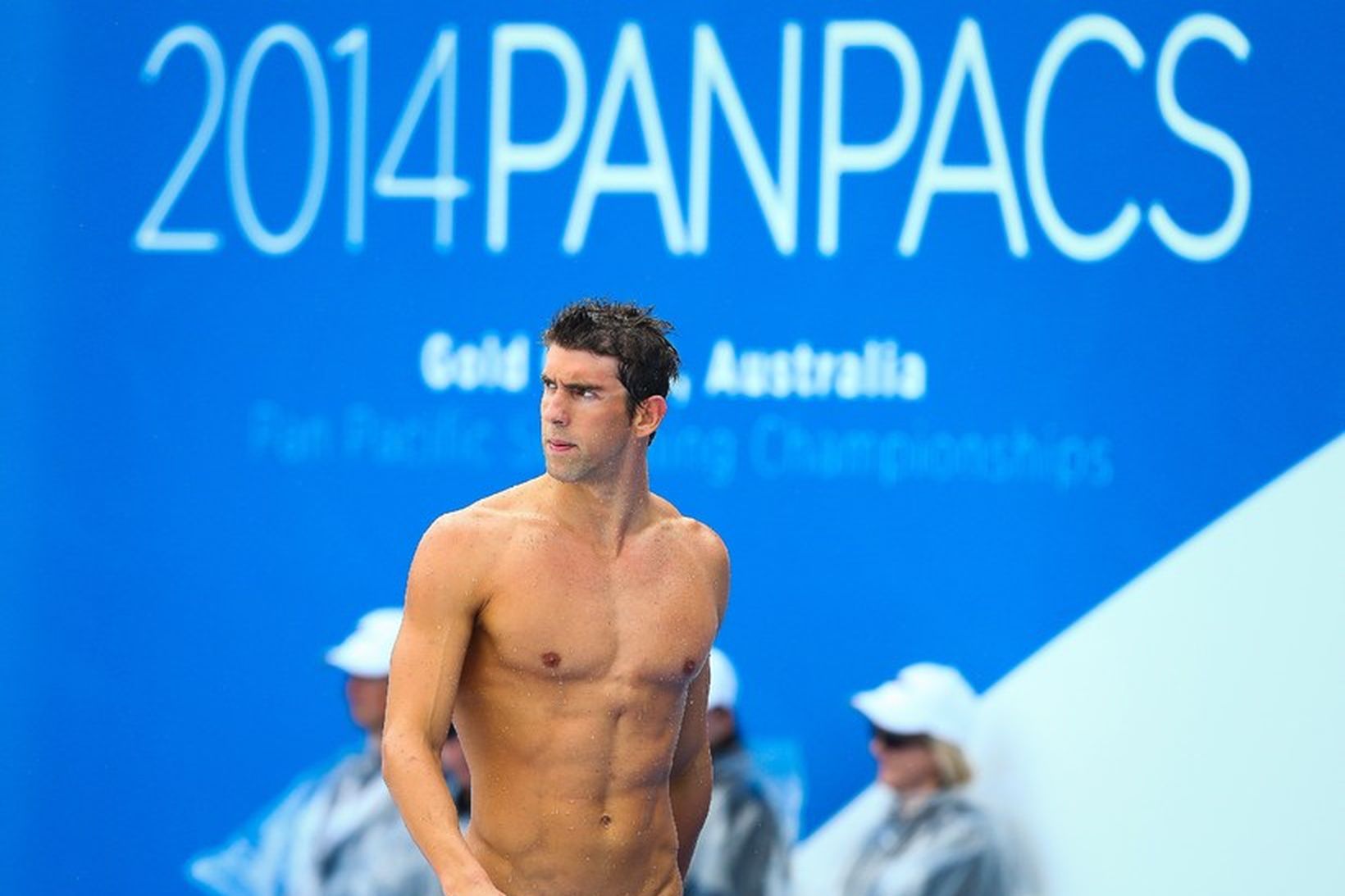 Michael Phelps keppir á Kyrrahafsleikunum í Ástralíu.