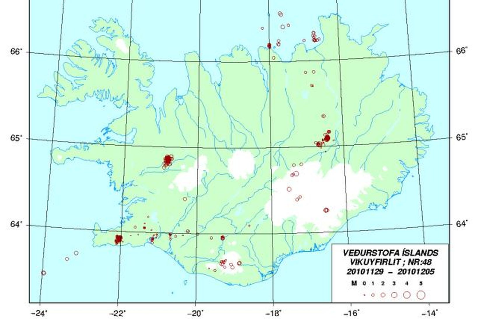 Yfirlit yfir skjálfta á Íslandi vikuna 29. nóvember til 5. …