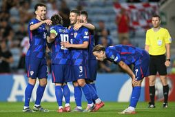 Andrej Kramaric fagnar ásamt liðsfélögum sínum gegn Gíbraltar í kvöld.