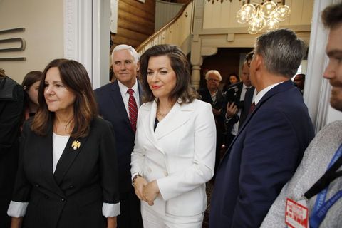 Iceland's First Lady Eliza Reid, with US Vice President Mike Pence and his wife Karen Pence.