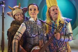 Þau Hjörleifur, Katla Margrét og Eiríkur bregða sér í alls kyns hlutverk í Niflungahringnum.