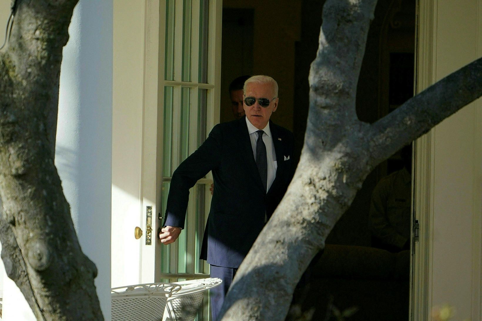 Joe Biden Bandaríkjaforseti á heimili sínu í Wilmington.