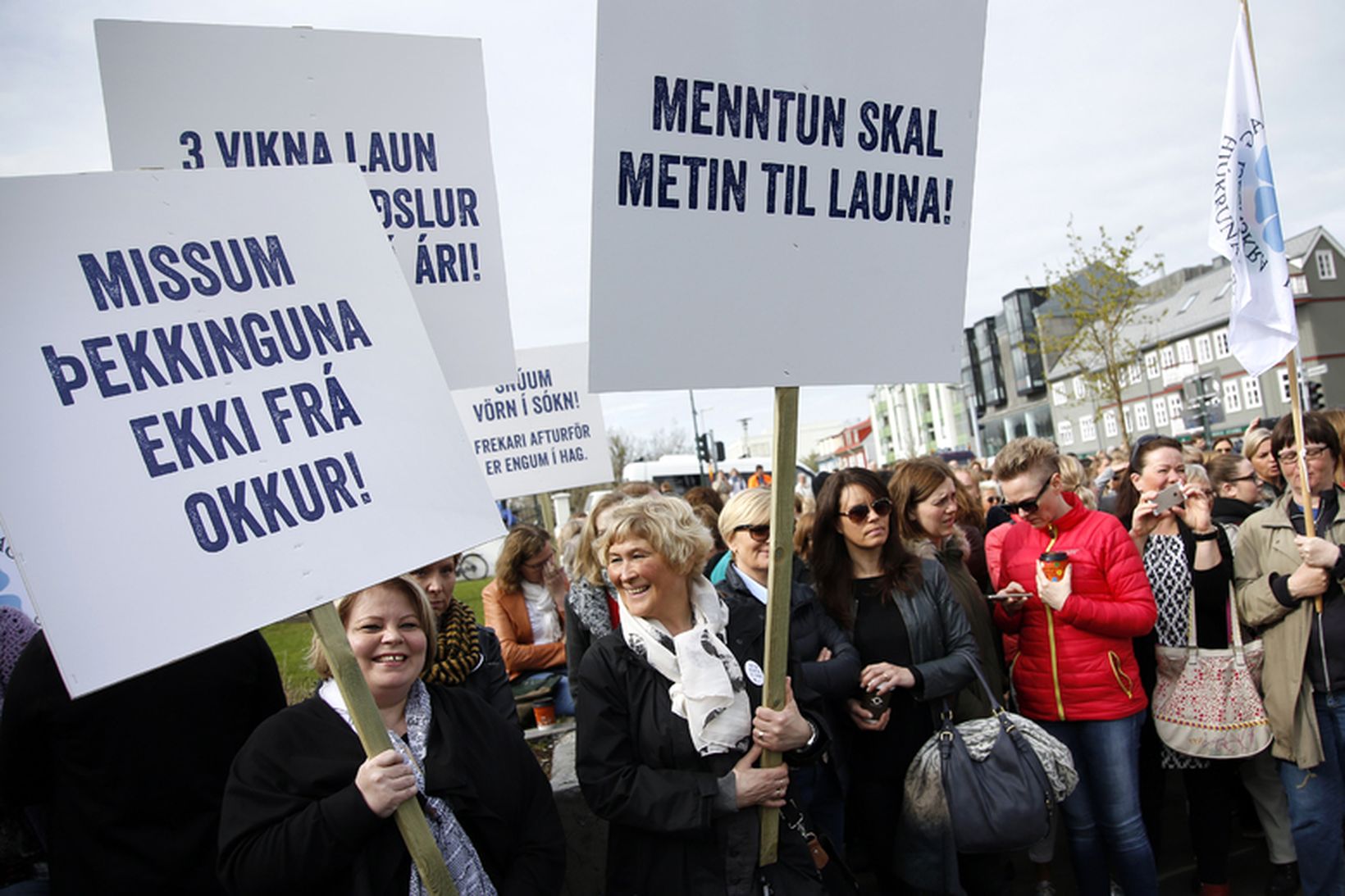 Frá mótmælum BHM við Stjórnarráðið.