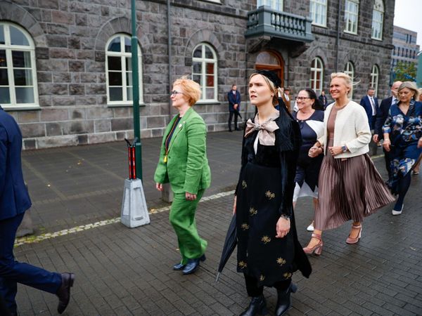 Prime Minister Kristrún Frostadóttir wore the traditional Icelandic national costume for the occasion, while Þórunn Sveinbjarnardóttir, Speaker of Parliament, looked summery in a green suit.