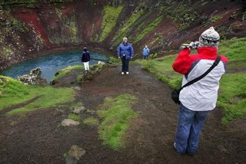 Tourists at Kerið during summer.