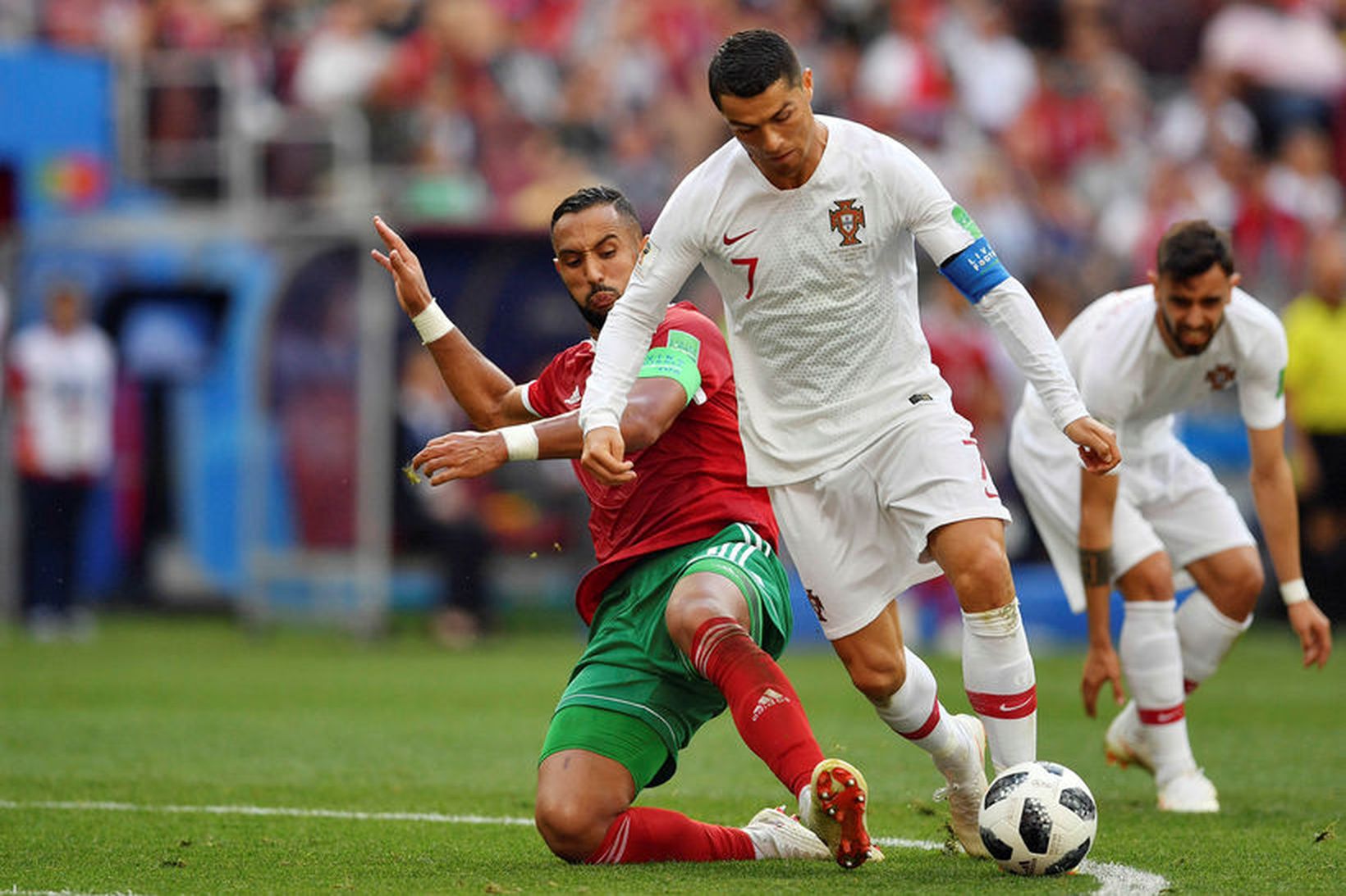Cristiano Ronaldo í leiknum gegn Marokkó í gær.