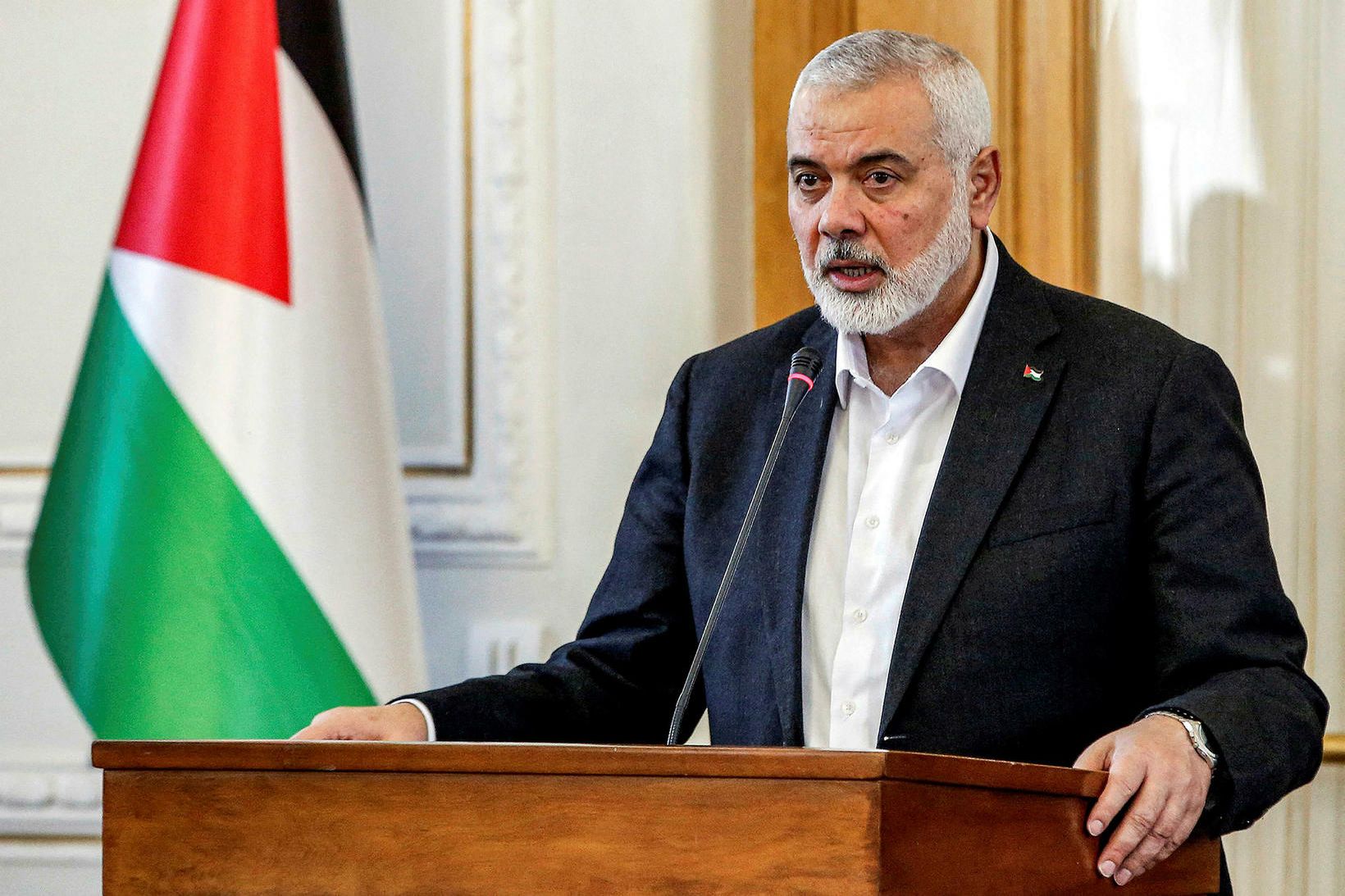 Leiðtogi Hamas, Ismail Haniyeh. Sendinefnd Hamas hyggst hefja viðræður um …