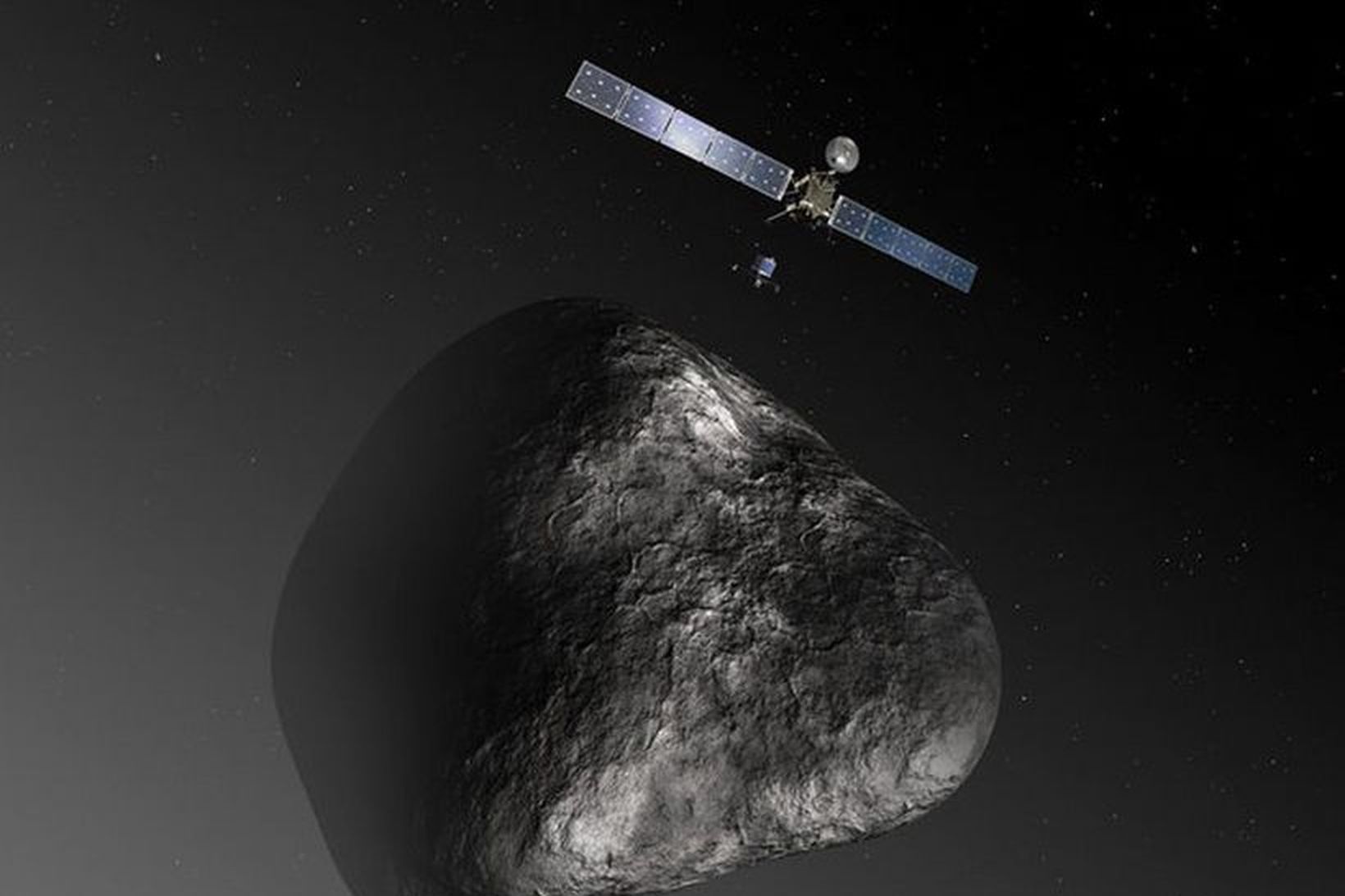 Rosetta á braut um halastjörnuna 67P/Churyumov-Gerasimenko.