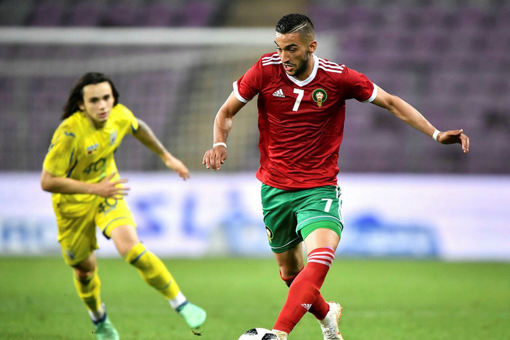 Hakim Ziyech í leik með Marokkó á HM 2018.