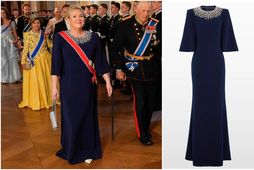 Kjóll Höllu er frá breska fatahönnuðinum Jenny Packham.