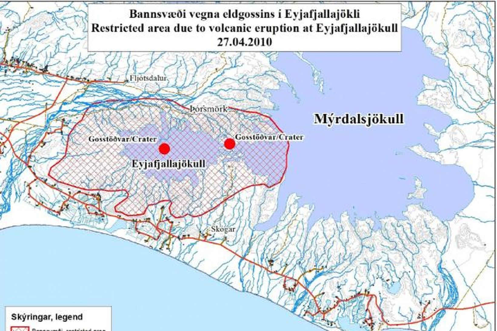 Bannsvæðið kringum eldstöðvarnar hefur verið minnkað.