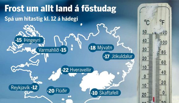 Heimskautaloft og frost fer í 20 gráður