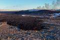 Landslag Hraun úr gosi síðustu daga hefur breitt úr sér yfir stórt svæði. Kraftur gossins dvínar en allt er þó óljóst.