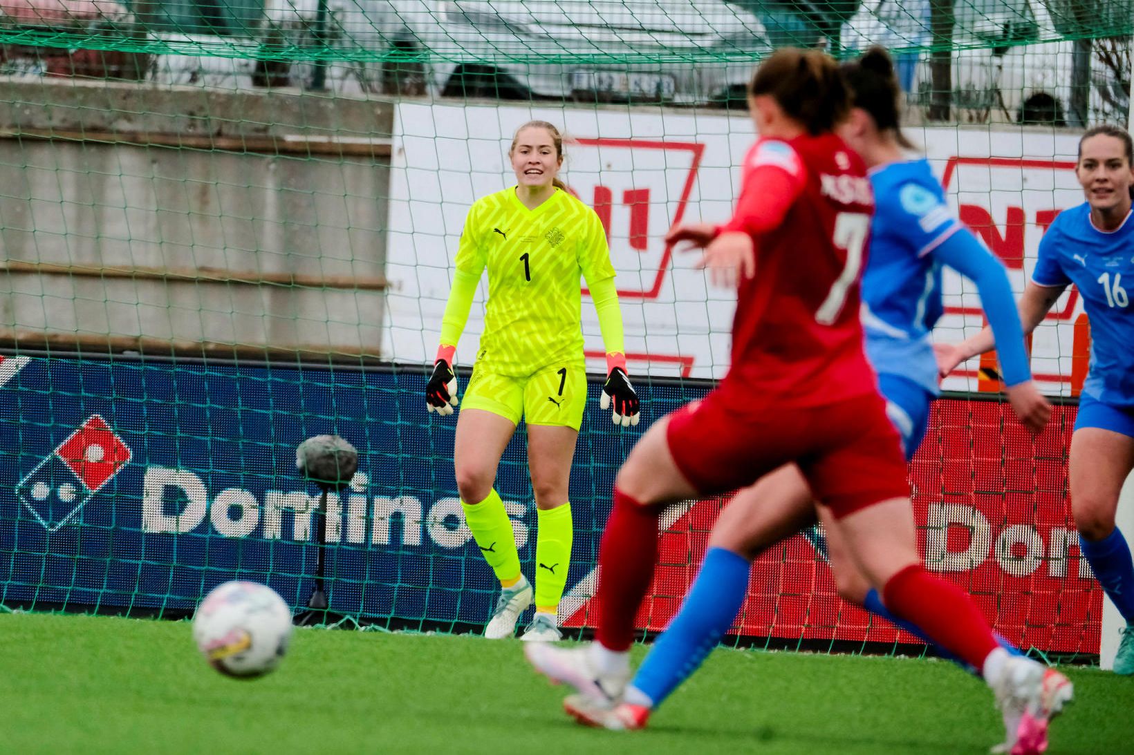 Fanney Inga Birkisdóttir stóð í marki Íslands í kvöld.