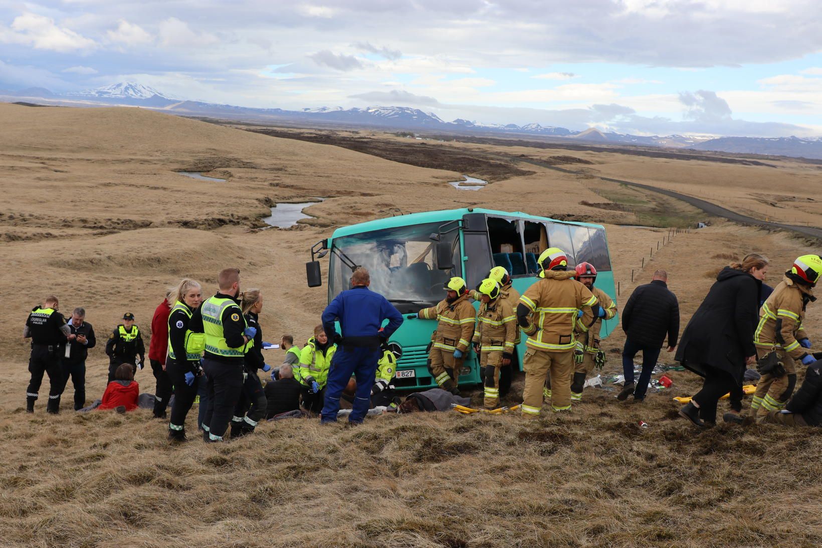 Betur fór en á horfðist þegar rúta með 26 farþegum …