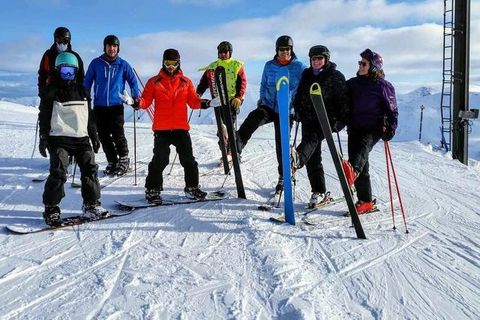 Skiers in Siglufjörður yesterday, North Iceland.