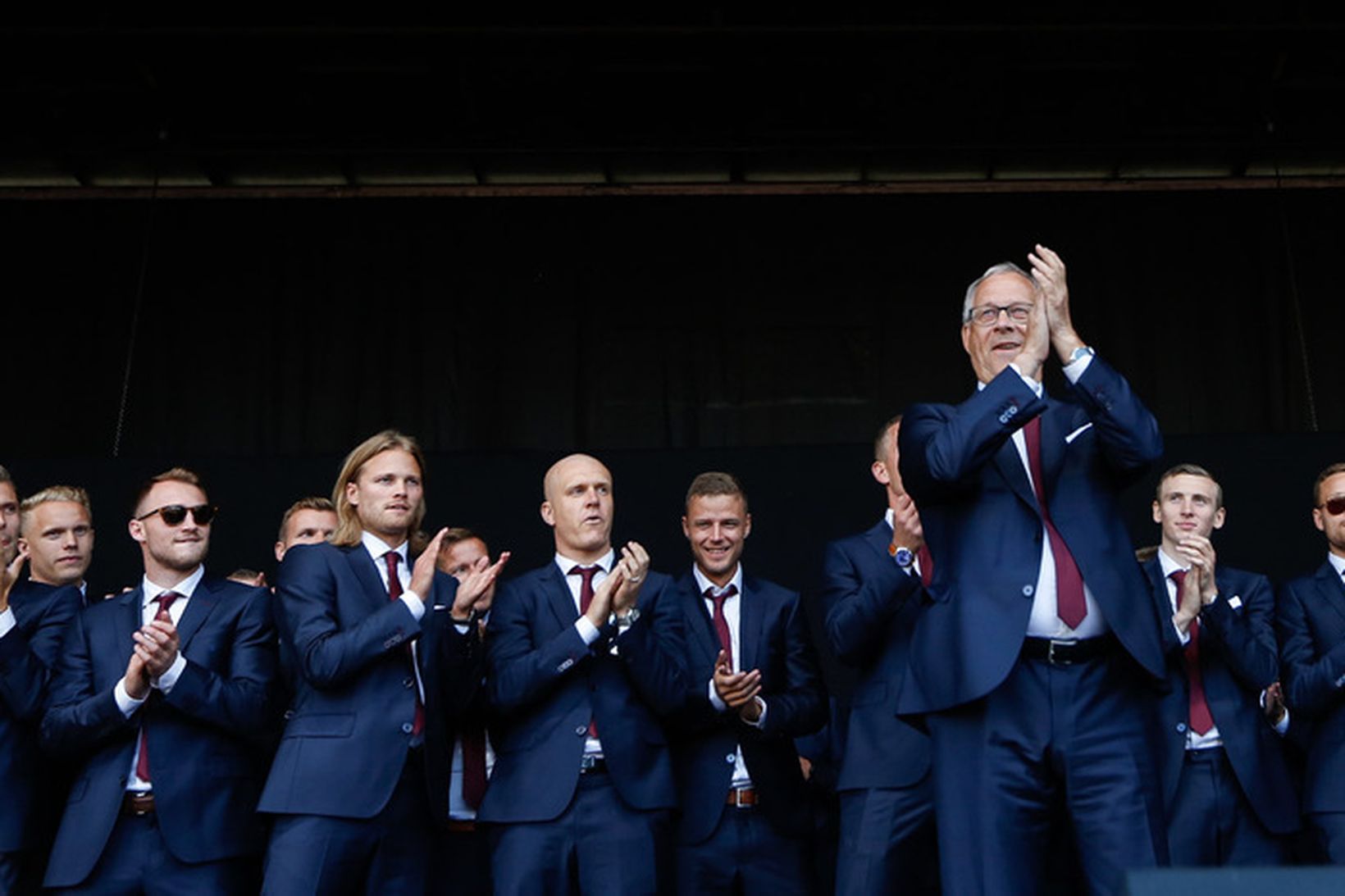 Lars Lagerbäck og íslenska karla landsliðið í knattspyrnu í kvöld.