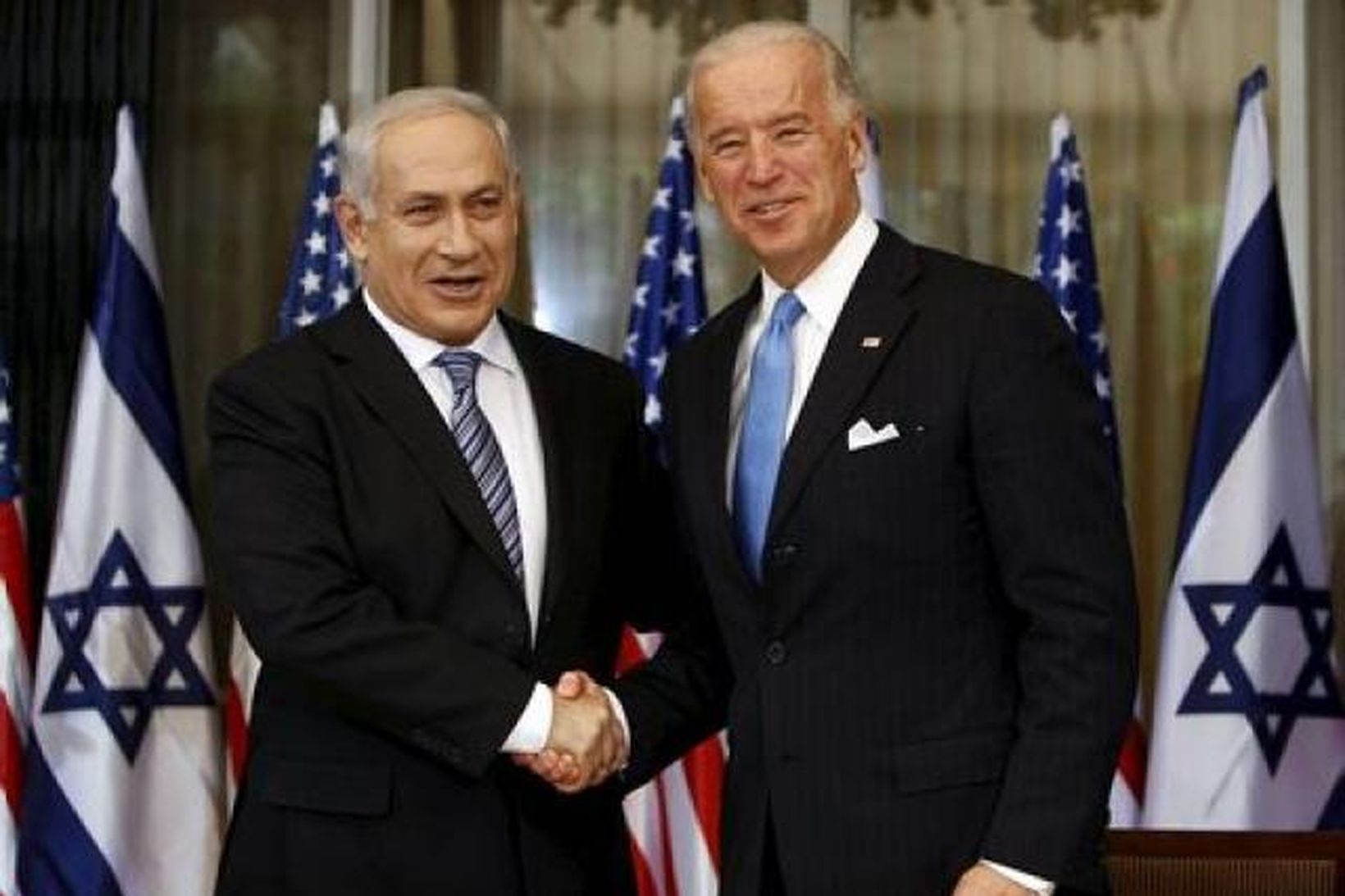 Benjamin Netanyahu forsætisráðherra Ísraels ásamt Joe Biden