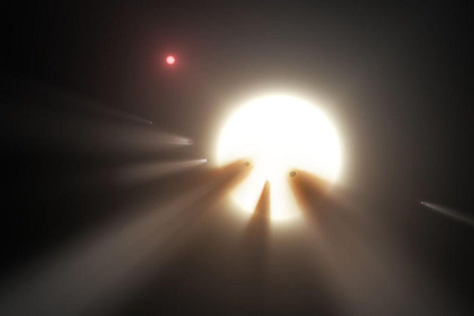 Eina helsta kenningin um KIC 8462852 er að hópur halastjarna …