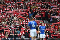 Frá leik Liverpool og Everton á Anfield.