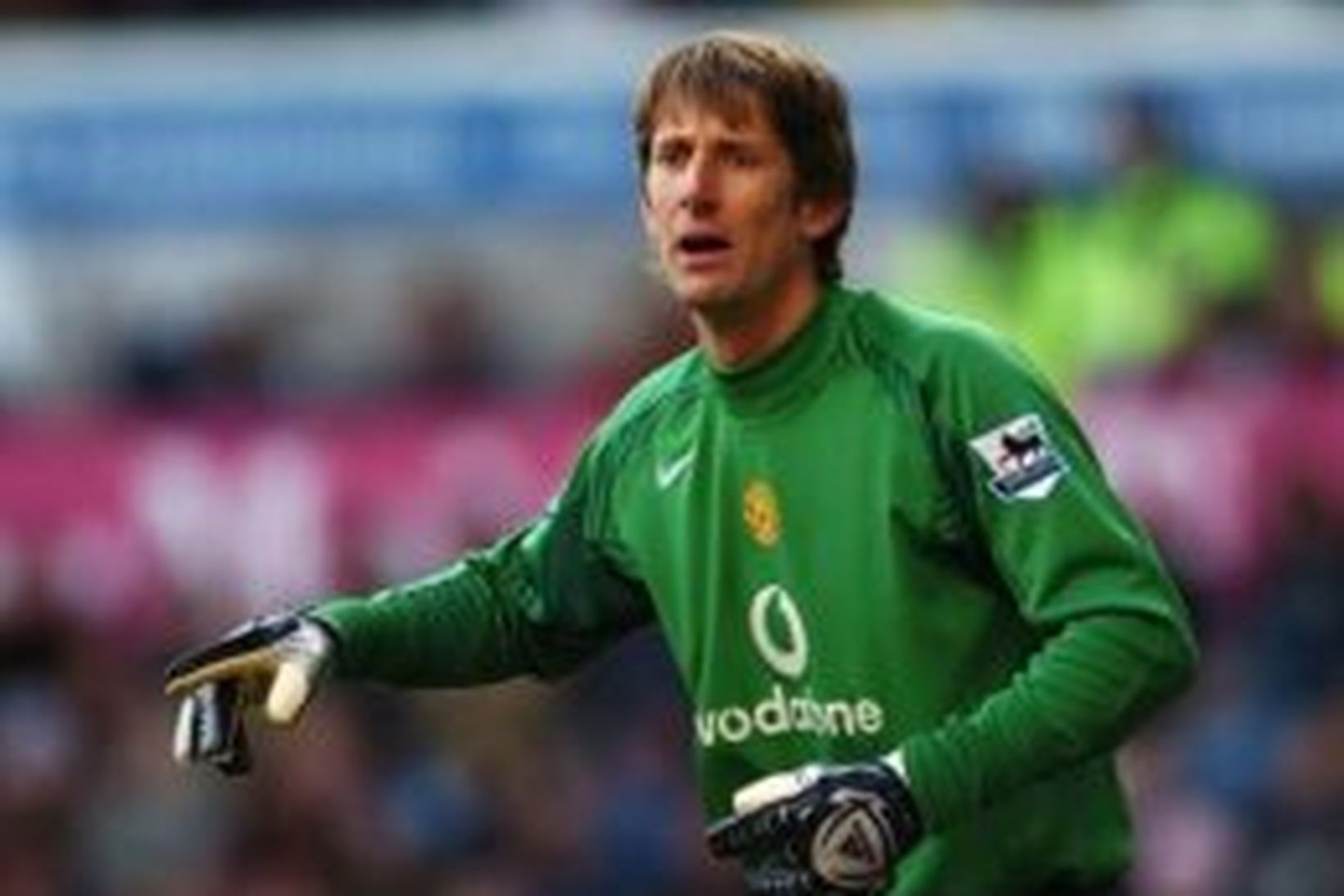 Edwin van der Sar markvörður Manchester United.