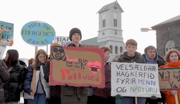 Sló í gegn á loftslagsverkfallinu