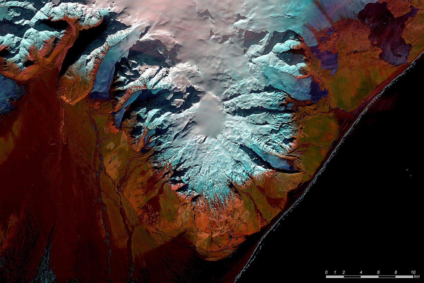 Gervihnattamynd tekin 22. febrúar síðastliðinn. Þá var nánast heiðskírt yfir …