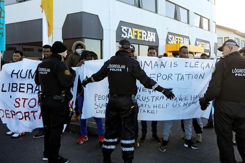Asylum seekers, during a protest last year.