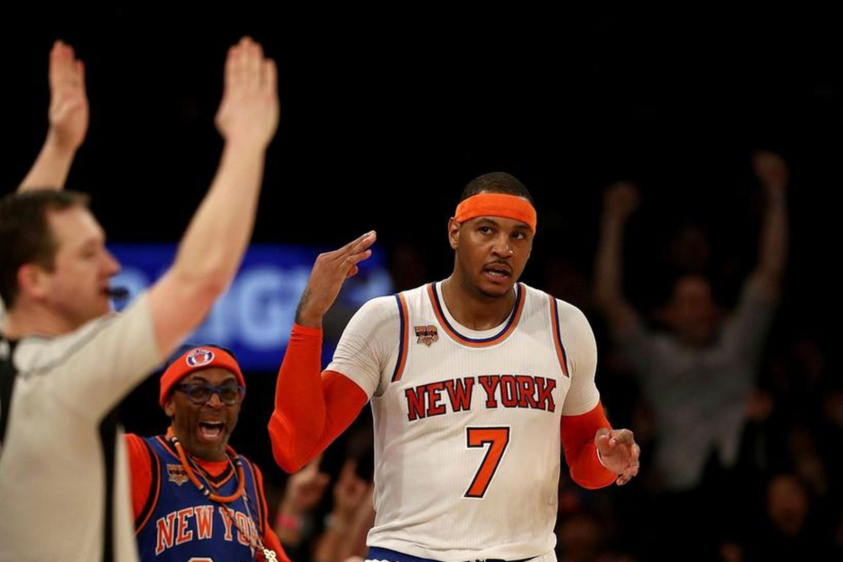 Carmelo Anthony var öflugur í sigri New York í nótt.