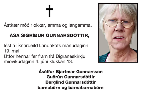 Ása Sigríður Gunnarsdóttir,
